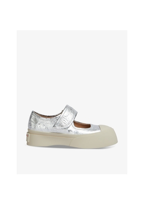Womens Marni Pablo Metallic-Leather Mary Jane Trainers