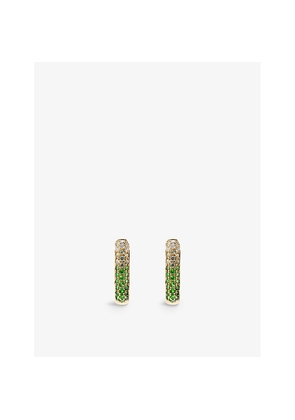 Roxanne First Ombré Oval 14ct Yellow-Gold 0.10ct Pavé Diamond and 0.38ct Sapphire Hoop Earrings