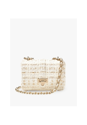 Womens Aspinal Of London Lottie Tweed and Leather Shoulder Bag