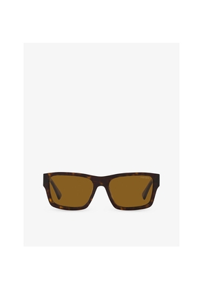 Womens Prada Pr 25Zs Rectangle-Frame Tortoiseshell Acetate Sunglasses