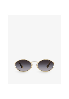 Womens Miu Miu Mu 52Ys Round-Frame Tinted-Lens Metal Sunglasses