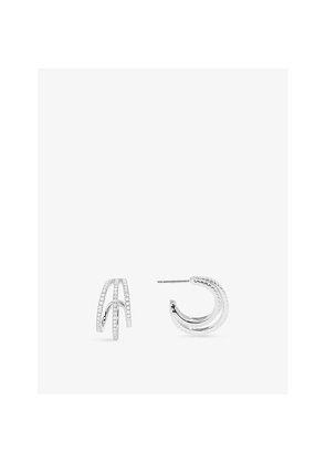 Womens Apm Monaco Croisette Cubic-Zirconia Triple Hoop Sterling-Silver Earrings