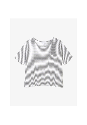 Womens The White Company Stripe-Print Boxy Cotton-Jersey T-Shirt