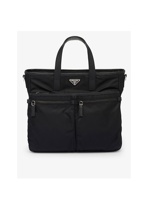 Mens Prada Re-Nylon Saffiano Leather and Nylon Tote Bag