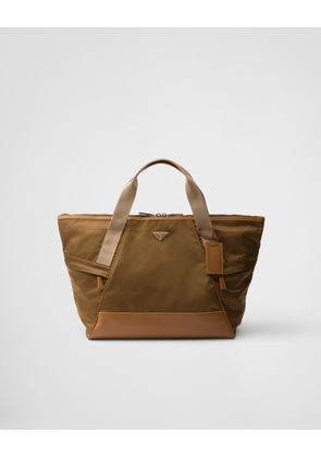 Re-Nylon and leather duffel bag