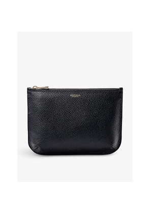 Womens Aspinal Of London Ella Large Logo-Print Grained-Leather Pouch