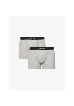 Mens Tom Ford Logo-Waistband Stretch-Cotton Boxers Pack Of Two
