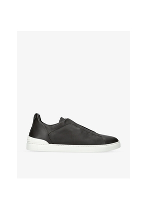 Mens Zegna Triple Stitch Secondskin Brand-Embroidered Low-Top Leather Trainers