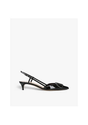 Womens Valentino Garavani Vlogo 40 Patent-Leather Slingback Courts