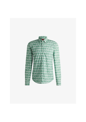 Mens Hugo Logo-Print Slim-Fit Cotton Shirt