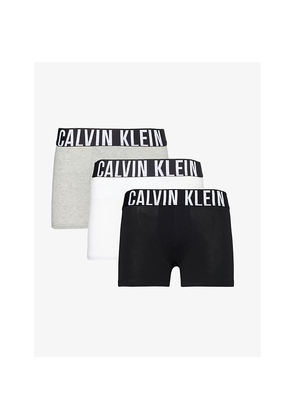 Mens Calvin Klein Logo-Waistband Pack Of Three Cotton-Blend Trunks