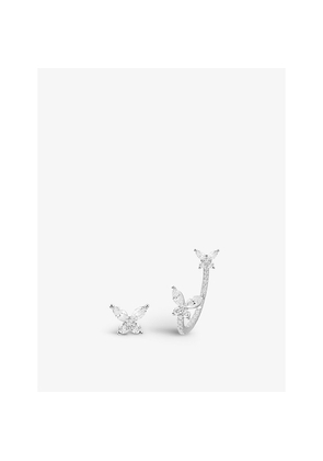 Womens Apm Monaco Asymmetric Butterfly Sterling-Silver and Zirconia Stud Earrings