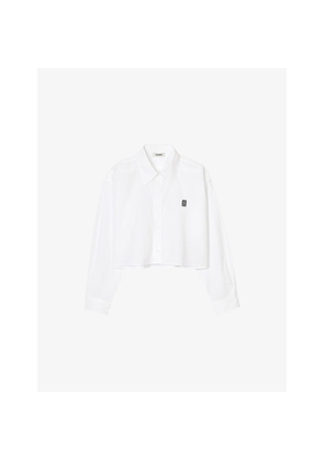 Womens Sandro Logo-Embroidered Cropped Cotton Shirt
