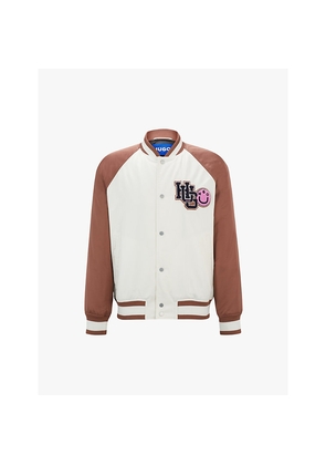 Mens Hugo Logo-Patch Contrast-Sleeve Woven Bomber Jacket
