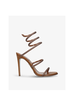 Womens Rene Caovilla Cleo 105 Crystal-Embellished Leather Heeled Sandals