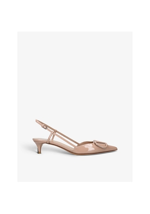 Womens Valentino Garavani Vlogo 40 Patent-Leather Slingback Courts