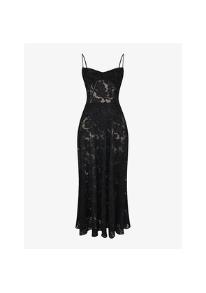 Womens House of CB Seren Corseted Floral-Jacquard Woven Maxi Dress