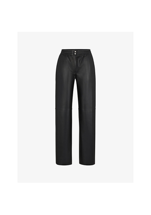 Womens Hugo High-Rise Elasticated-Waist Faux-Leather Trousers