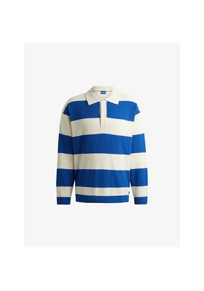 Mens Hugo Relaxed-Fit Striped Stretch-Cotton Rugby Polo