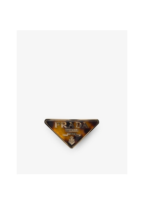 Womens Prada Triangular Brand-Motif Metal Hairclip