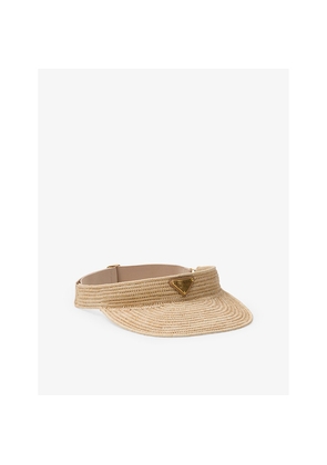 Womens Prada Brand-Plaque Woven Visor