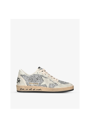 Womens Golden Goose Ball Star 70136 Glitter-Embellished Leather Trainers