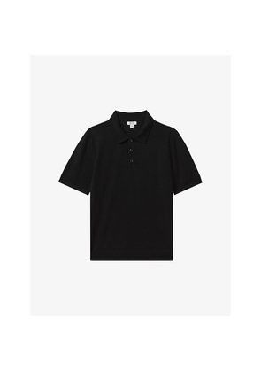 Mens Reiss Manor Half-Button Slim-Fit Merino-Wool Polo Shirt