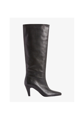 Womens Claudie Pierlot Pointed-Toe Leather Knee-High Boots