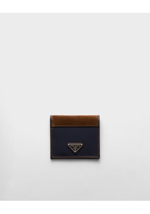 Re-Nylon and leather wallet