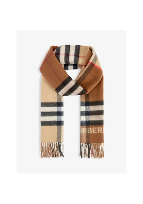 Burberry Contrast Check Logo-Embellished Cashmere Scarf