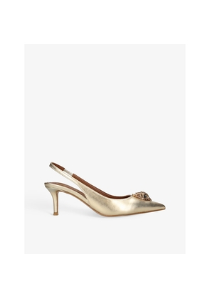 Womens Kurt Geiger London Belgravia Eagle-Embellishment Leather Slingback Courts