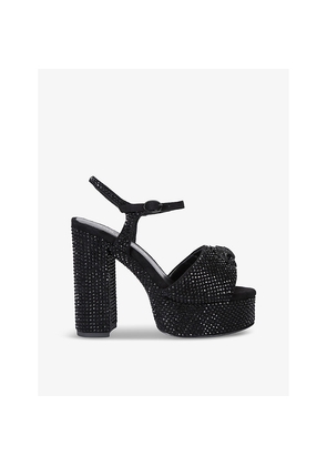 Womens Kurt Geiger London Kensington Eagle-Embellished Platform-Heel Woven Sandals