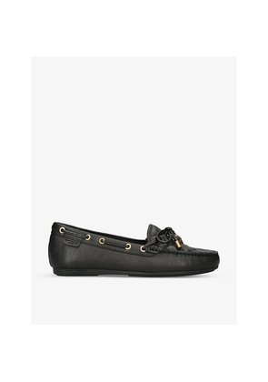 Womens Kurt Geiger London Eagle-Embellished Leather Moccasin Shoes