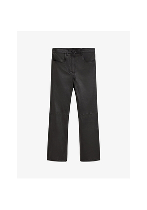 Womens Joseph Duke Flared-Leg Mid-Rise Leather Trousers