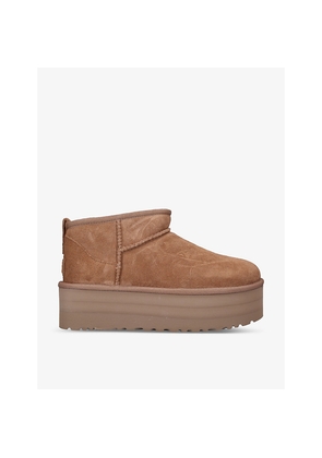 Womens UGG Classic Ultra Mini Platform Suede and Shearling Boots
