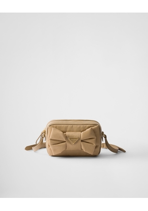 Mini Re-Nylon and nappa leather shoulder bag with bow