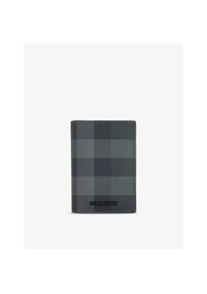 Mens Burberry Check-Pattern Coated-Canvas Cardholder