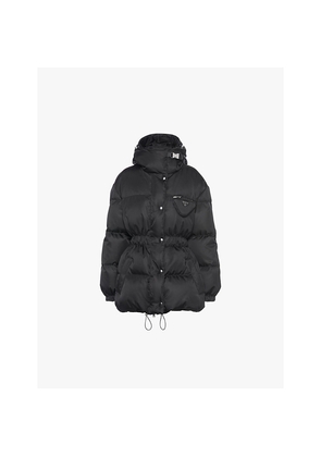 Womens Prada Re-Nylon Hooded Nylon-Down Jacket
