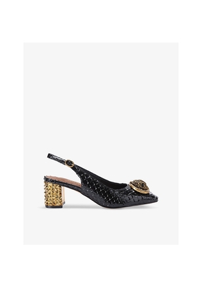 Womens Kurt Geiger London Chelsea Block-Heel Faux-Leather Slingbacks