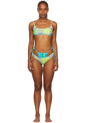 Collina Strada SSENSE Exclusive Green Recycled Nylon Bikini