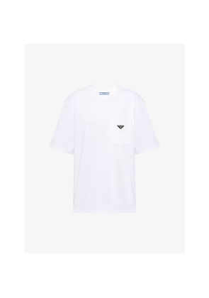 Prada Logo-Plaque Patch-Pocket Cotton-Jersey T-Shirt
