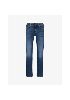 Mens Boss Slim-Fit Straight-Leg Mid-Rise Stretch-Denim Jeans