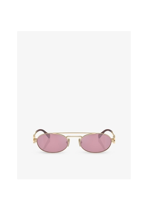 Miu Miu Mu 54Zs Oval-Frame Metal Sunglasses