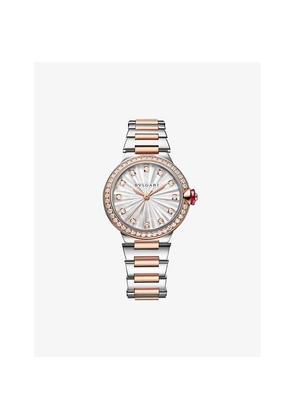 Bvlgari Lvcea 18ct Rose-Gold, Stainless-Steel, 1.3000ct Brilliant-Cut Diamond and Mother-Of-Pearl Automatic Watch