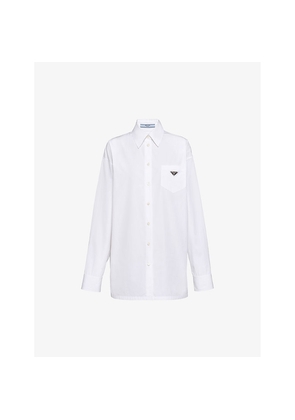 Womens Prada Logo-Plaque Long-Sleeve Cotton Shirt