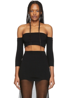 McQueen Black Knit Off Shoulder Sweater