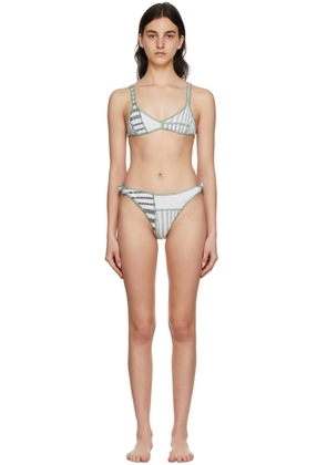 Luna Del Pinal SSENSE Exclusive White Polyester Stripe Bikini