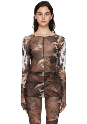 Heron Preston Brown Nylon Long Sleeve T-Shirt