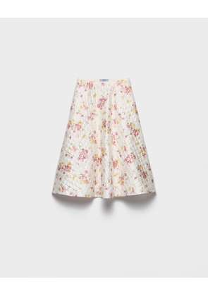 Floral print quilted satin circle skirt