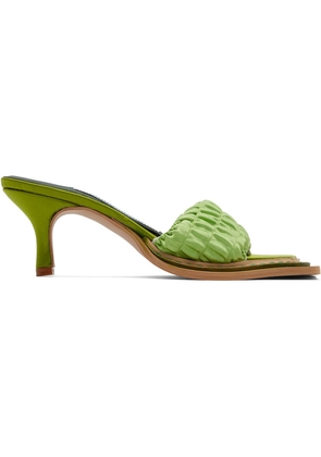Sinéad O'Dwyer Green Tabitha Ringwood Edition Satin & Leather Heels